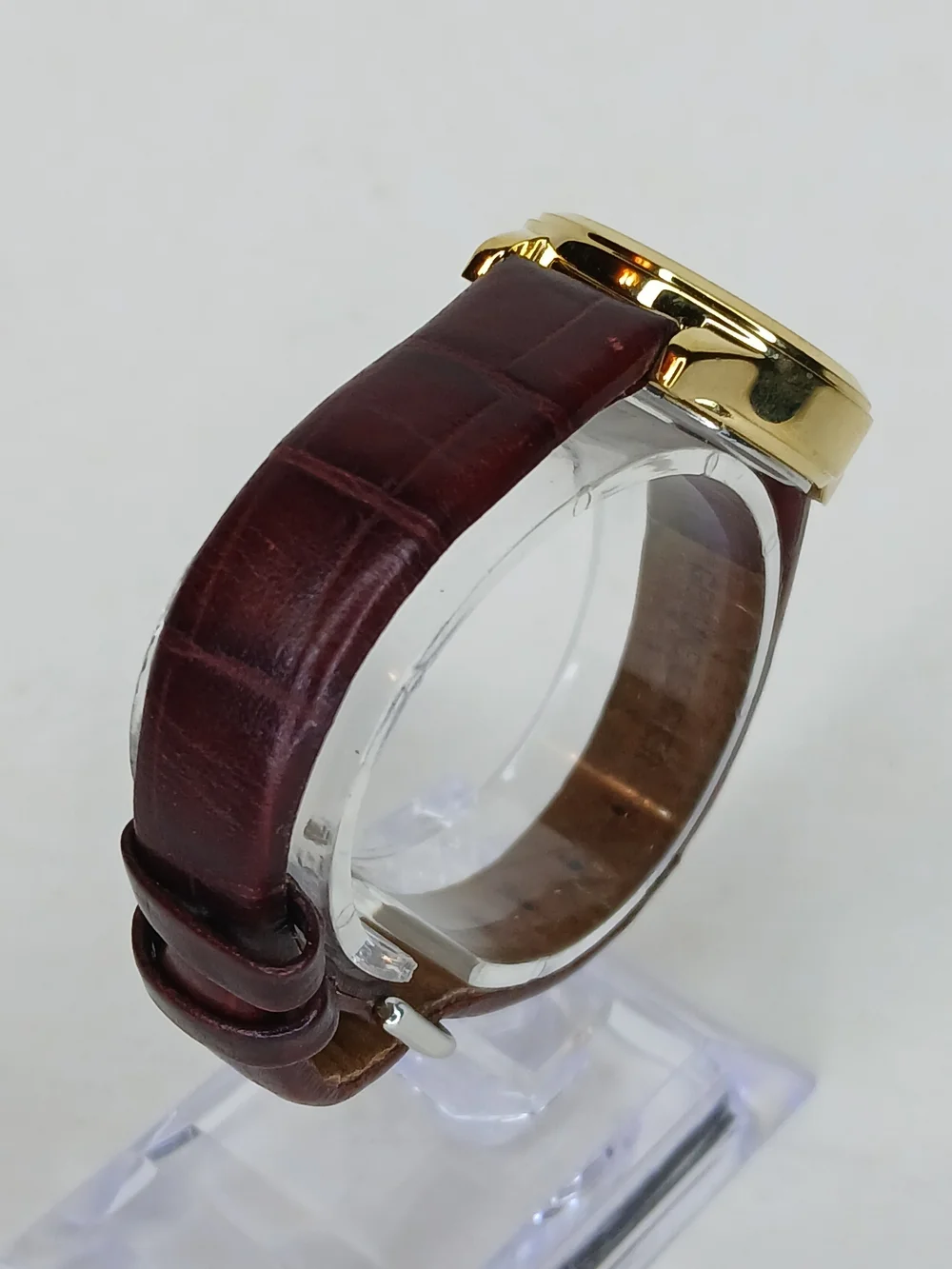 Timex Indiglo Womens Gold Tone MOP Dial Date Brown Leather Band Watch WR 30m